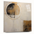Abstract wall art featuring colorful strokes on acrylic glass, displayed in a side view with pin mounting, showcasing a modern aesthetic for home decor.