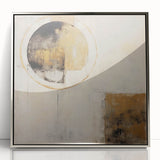 Framed wall art showcasing an abstract design with silver and gray strokes, perfect for modern decor, enhancing any living space with elegance.