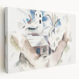 Modern Wall Art - Abstract Landscape with Tree and House