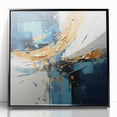 Framed abstract wall art with black strokes on a white background, showcasing modern design aesthetics. Perfect for contemporary home decor.