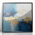 Framed abstract wall art showcasing vibrant black strokes on a sleek acrylic background, perfect for modern home decor. Ideal for enhancing contemporary interior spaces.