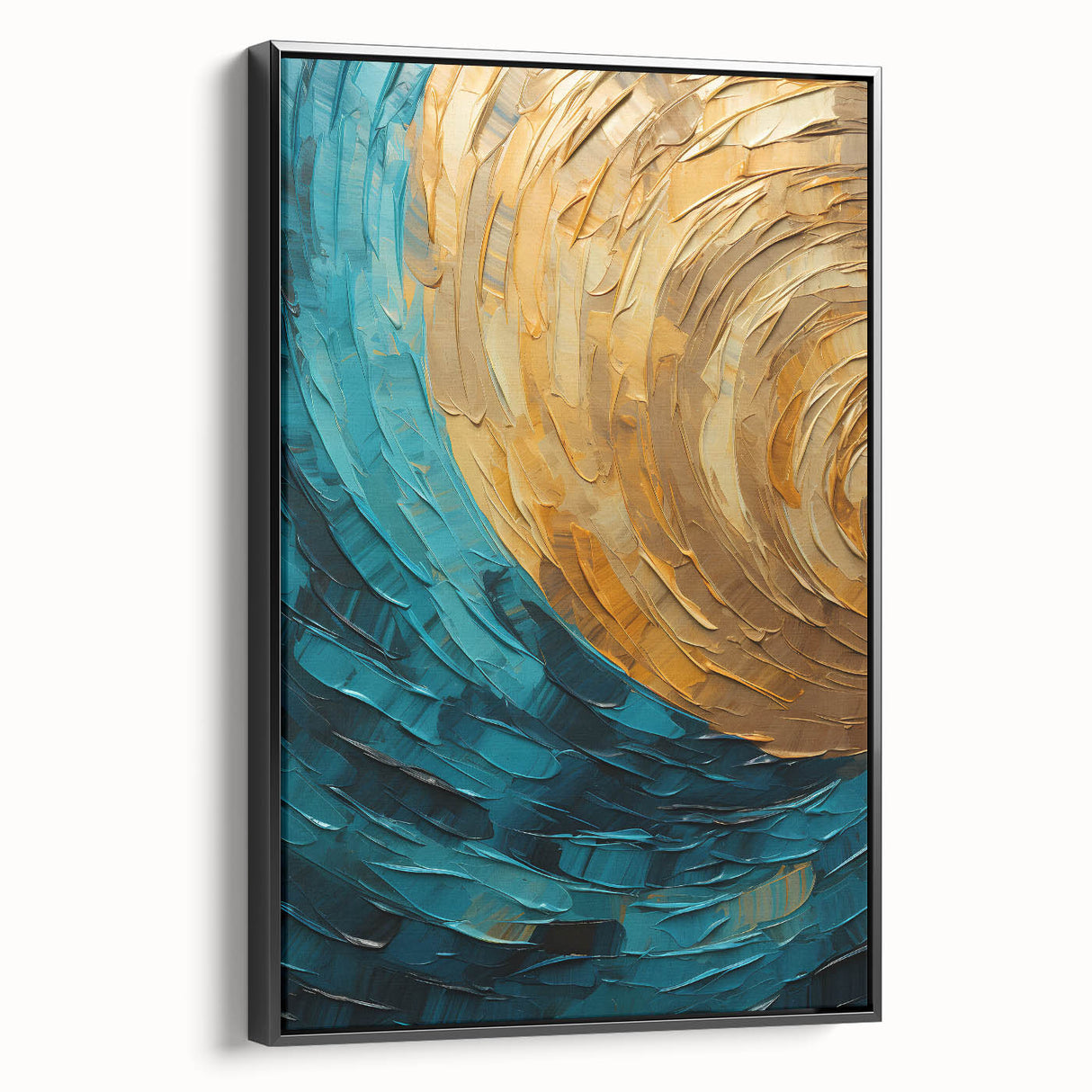 Framed abstract strokes wall art in black, showcasing fluid designs on canvas with a contemporary side view, perfect for modern home decor. Ideal for art enthusiasts seeking unique wall accents.