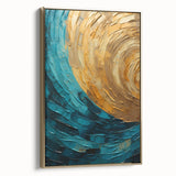 Framed canvas wall art showcasing abstract strokes in gold tones, highlighting modern design elements. Ideal for contemporary home decor.