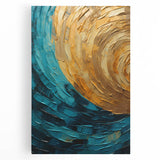 Abstract strokes wall art on stretched canvas, showcasing vibrant colors of blue, pink, and gold, perfect for modern home decor and artistic expression.