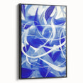Abstract geometric framed canvas artwork showcasing a sleek black design, viewed from the side, emphasizing its modern aesthetic and stylish decor potential. Ideal for contemporary spaces and art enthusiasts.