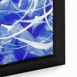 Close-up of an abstract geometric framed canvas artwork showcasing vibrant colors and intricate patterns, perfect for modern home decor. Ideal for adding a contemporary touch to any living space.