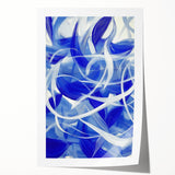 Abstract geometric rolled print featuring vibrant colors and intricate patterns, elegantly packaged in a protective cardboard tube, perfect for modern home decor.