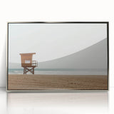 Framed acrylic artwork depicting a serene beach landscape, showcasing vibrant colors and intricate details, perfect for home decor and coastal themes.