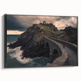 Framed canvas artwork showcasing a stunning landscape bridge in a black frame, highlighting intricate details and vibrant colors, ideal for home decor.