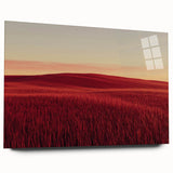 Acrylic landscape artwork showcasing a serene countryside scene, displayed from a side view without pins, perfect for enhancing home decor with nature-inspired aesthetics.