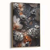 Framed canvas featuring a vintage landscape painting with black and gold tones, ideal for bedroom wall art.