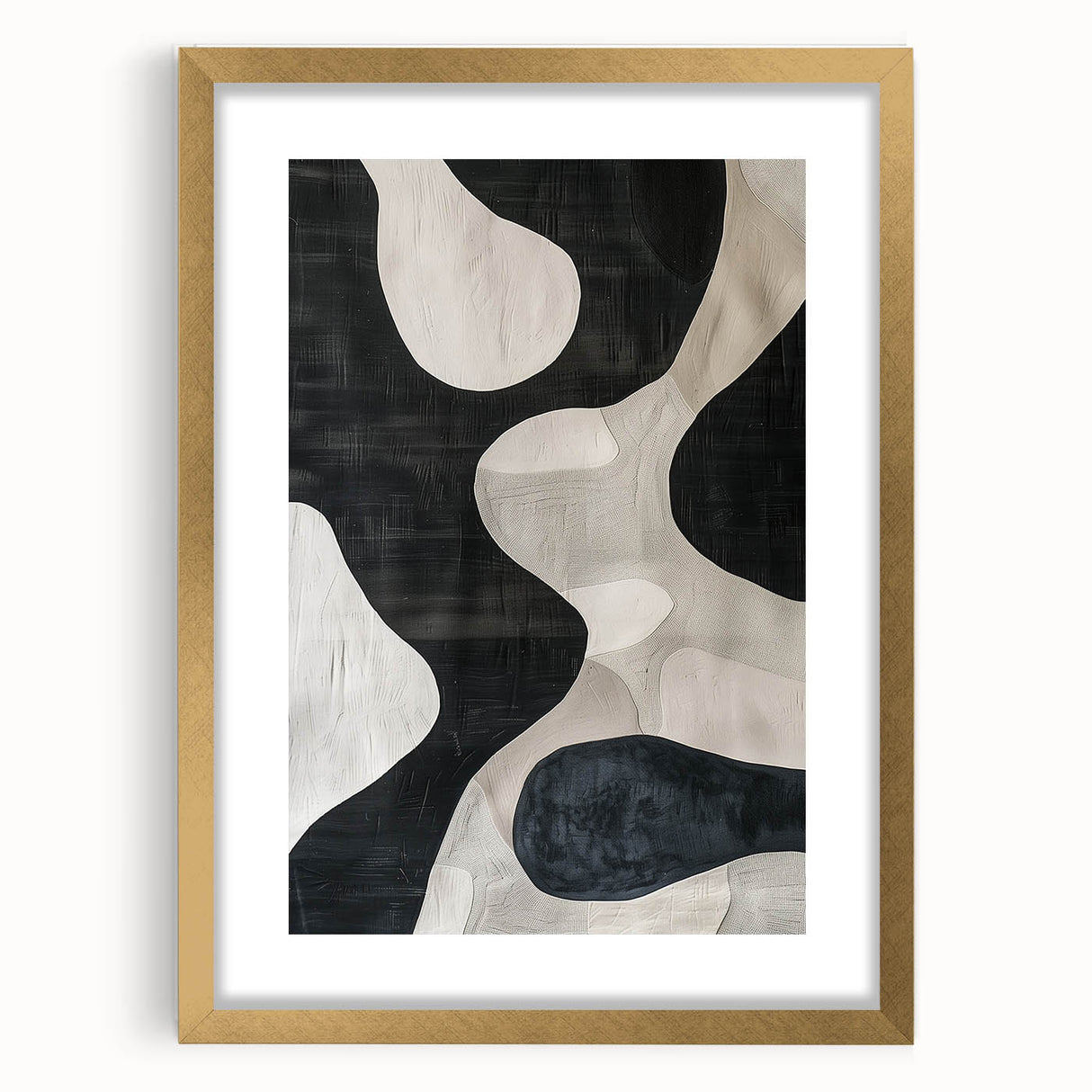 Mid Century Modern Abstract Wall Art - Black and White Minimalist Decor