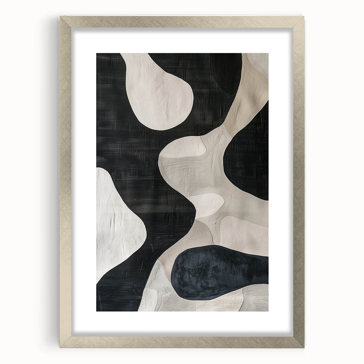 Mid Century Modern Abstract Wall Art - Black and White Minimalist Decor