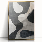Mid Century Modern Abstract Wall Art - Black and White Minimalist Decor
