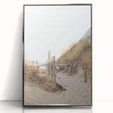 Mid-century modernist art deco poster featuring geometric shapes in pastel tones on a silver-framed acrylic print.