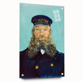 Acrylic print of a Van Gogh-inspired abstract painting with vivid blues and yellows.