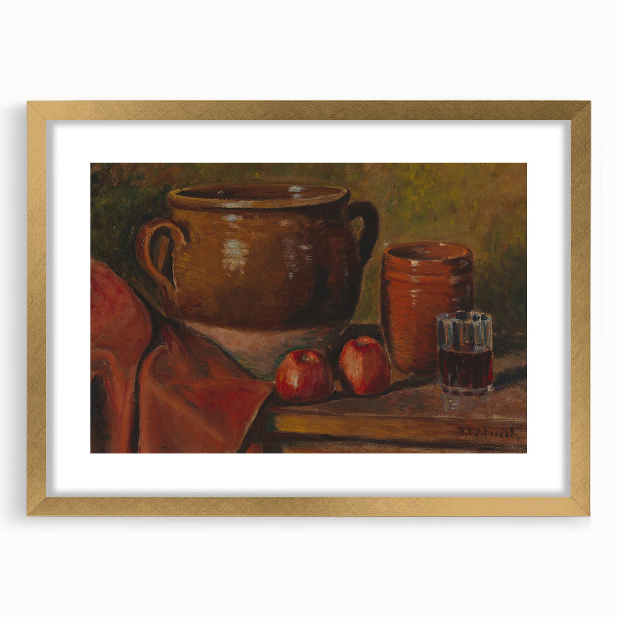 Modern Wall Art - Rustic Still Life with Apples and Pottery