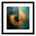 Abstract wall art featuring dynamic strokes in black, white, and gold, framed with a sleek mat, designed to enhance modern decor and create a striking focal point.