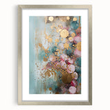 Abstract wall art featuring vibrant strokes in a silver frame with a mat, showcasing a modern design perfect for contemporary home decor. Ideal for adding color and style to any living space.