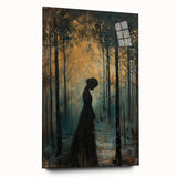 Abstract figurative wall art displayed in a sleek acrylic glass frame, showcasing vibrant colors and modern design, ideal for contemporary home decor.