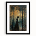 Abstract figurative wall art framed in black with a mat, showcasing vibrant colors and intricate shapes, perfect for modern home decor and artistic expression.