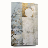 Abstract floral wall art design printed on acrylic glass, showcasing vibrant colors and intricate patterns, viewed from the side without mounting pins.