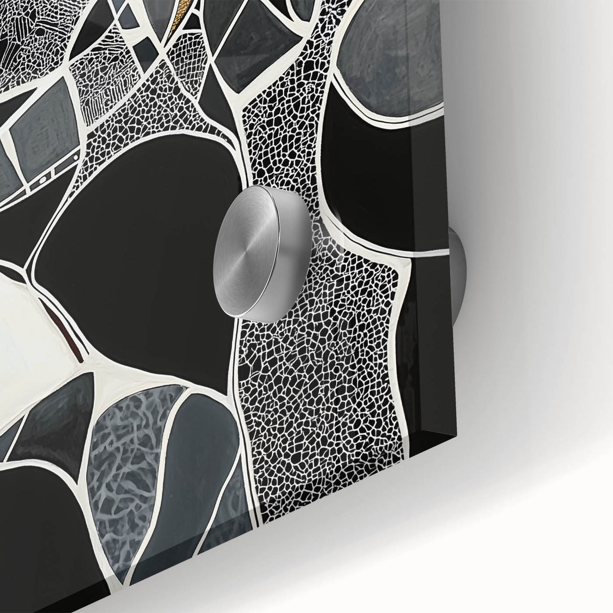 Abstract geometric acrylic glass artwork showcasing a vibrant blend of colors, featuring sharp angles and smooth textures, perfect for modern home decor.