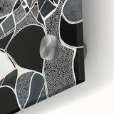 Abstract geometric acrylic glass artwork showcasing a vibrant blend of colors, featuring sharp angles and smooth textures, perfect for modern home decor.