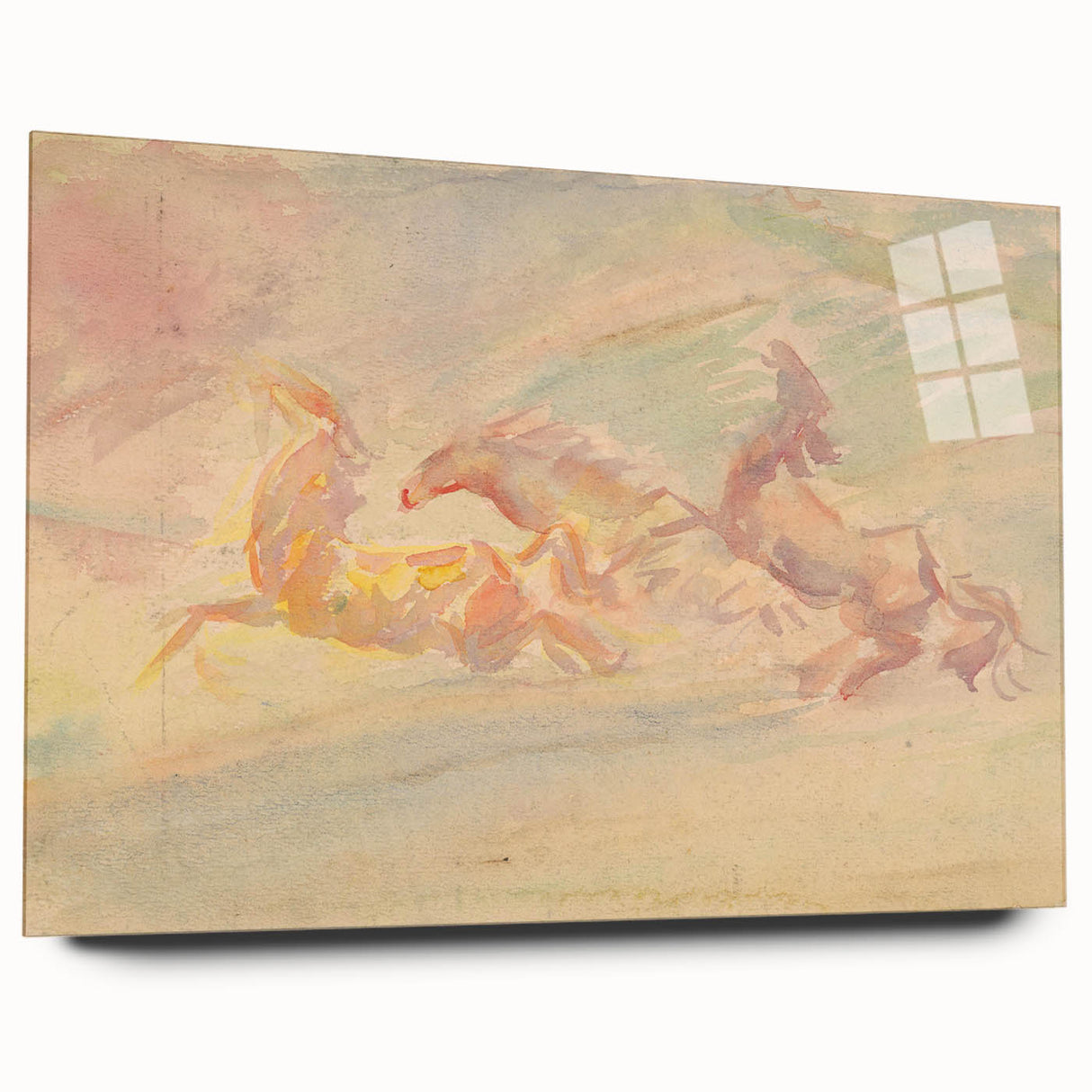 Expressionist Art: Galloping Horses on Pastel Canvas - Modern Elegance