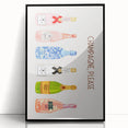 Large abstract wall art depicting food and drinks in mid-century modernist style, framed in black acrylic.