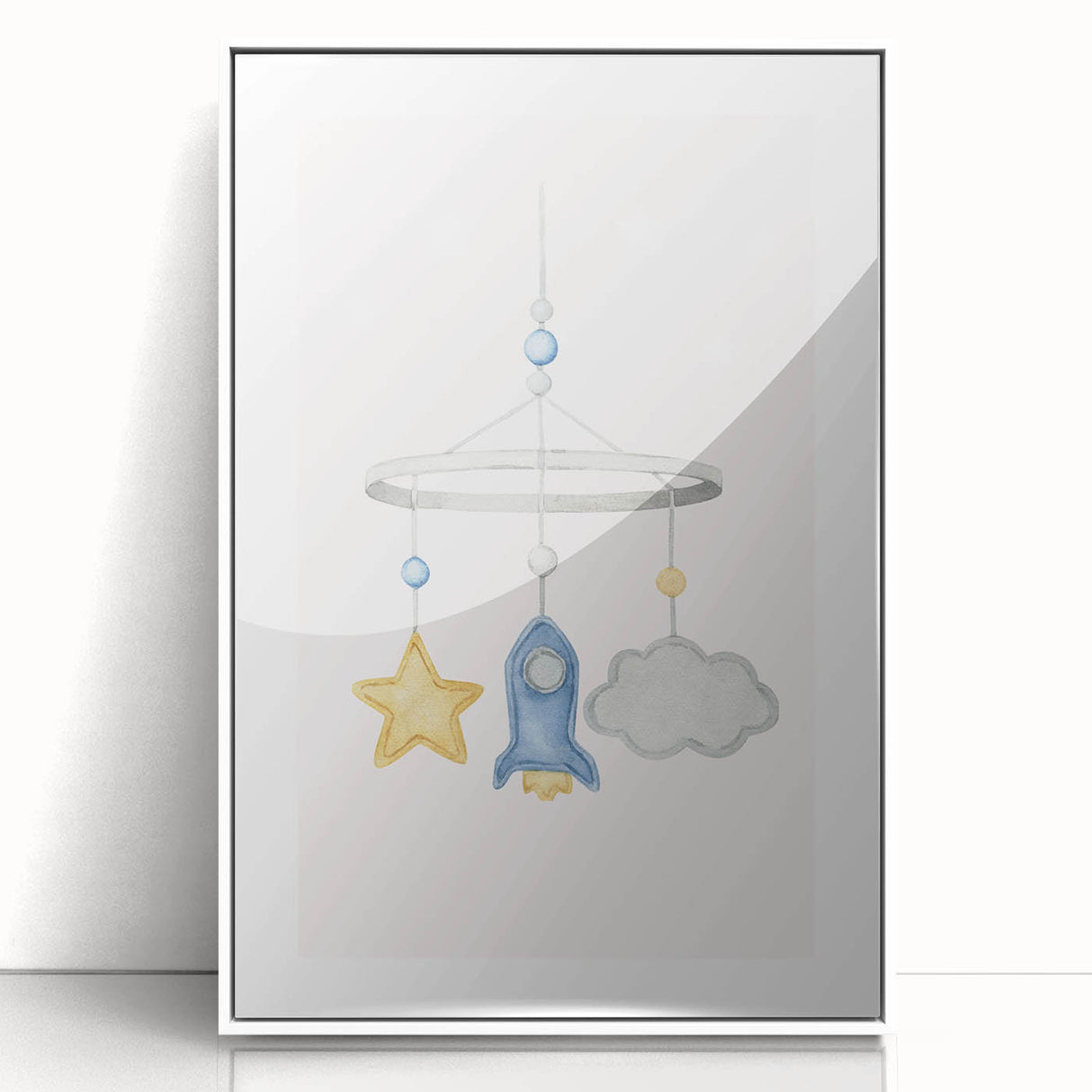 Kids Room Art Prints - Rocket & Star Mobile Nursery Wall Art