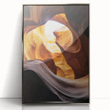 Framed acrylic artwork depicting a stunning landscape of canyons in rich earth tones, showcasing intricate details and textures, ideal for enhancing modern home decor.