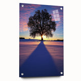 Acrylic landscape artwork depicting a vibrant countryside scene, displayed in a side view with decorative pins. The piece features lush green fields and a clear blue sky, enhancing any room's decor. Perfect for nature enthusiasts and art collectors.