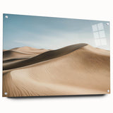 Acrylic landscape artwork depicting a vibrant desert scene, showcasing warm earth tones and intricate details, presented from a side view with pin accents for an elevated display.