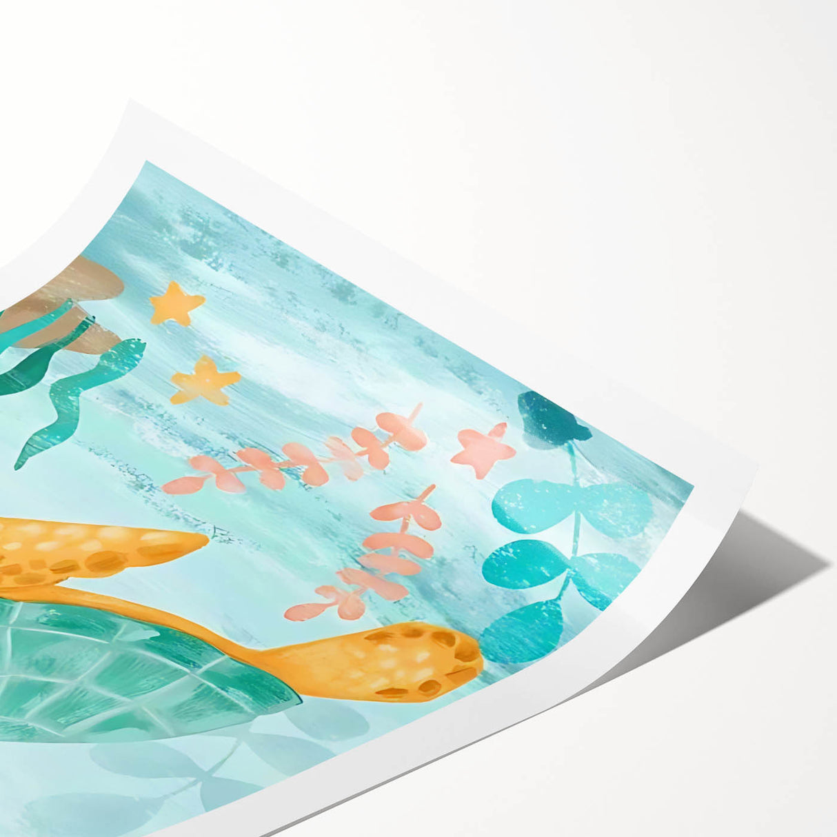 Floral Sea Turtle Nursery Art - Acrylic Baby Room Print