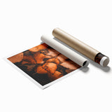 Extra large wall art featuring line art flowers in muted earth tones on a rolled canvas.