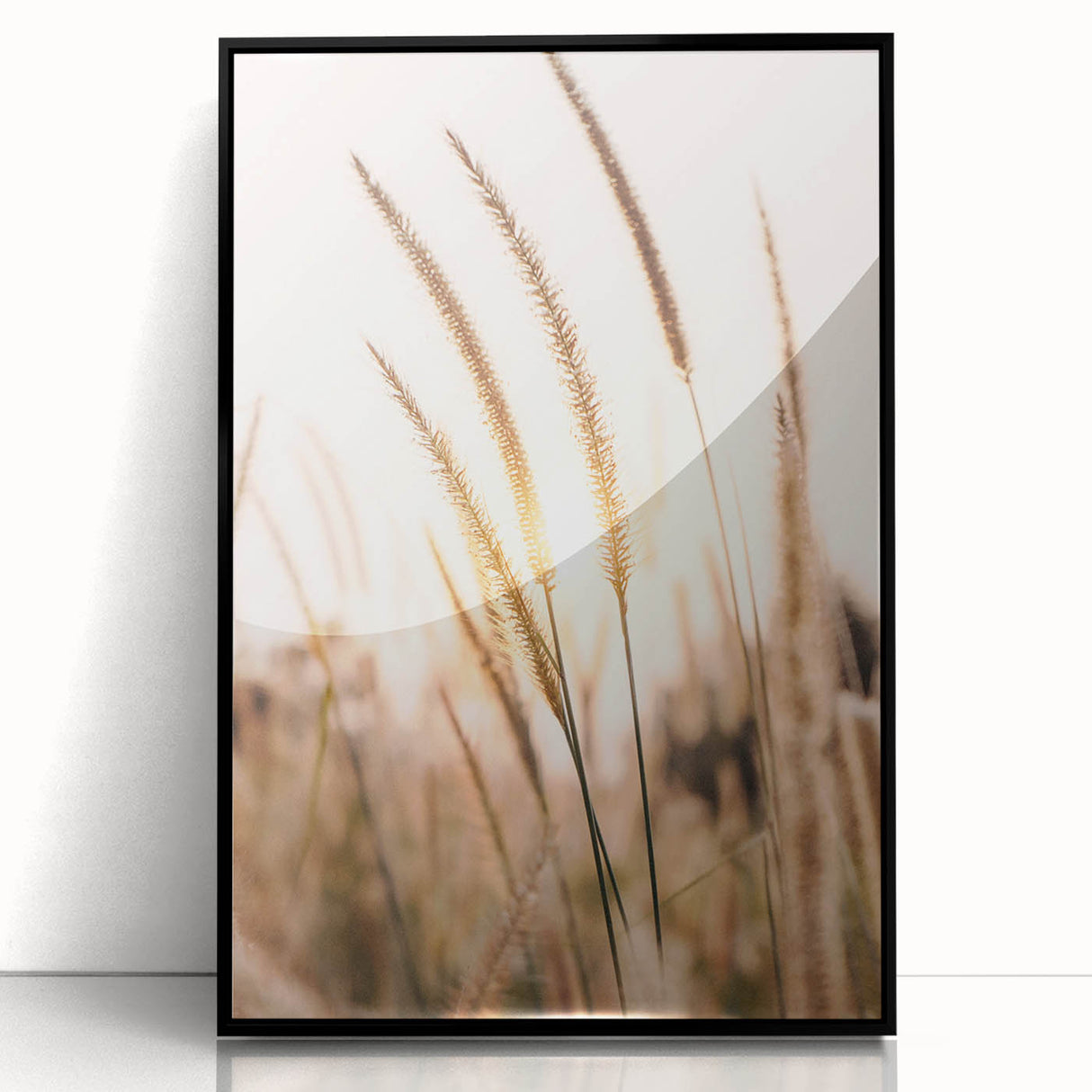 Large abstract wall art featuring mid-century modernist design in vibrant summer tones on a framed acrylic panel.