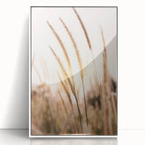 Art deco poster of a summer scene in pastel shades, framed acrylic, ideal for nursery wall art.