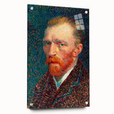 Acrylic print of a Van Gogh-inspired abstract painting with swirling blue and yellow tones.