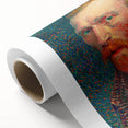 Art Deco style poster of Van Gogh-inspired scene on rolled canvas, with pastel color palette, suitable for nursery wall art.