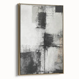 Framed abstract wall art with gold strokes on a textured canvas, showcasing an elegant side view. Ideal for modern decor, enhancing living spaces with a touch of sophistication.