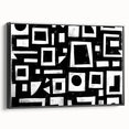Framed abstract strokes wall art in black, showcasing dynamic curved lines and textures, displayed from a side view to highlight its depth and elegance. Perfect for modern home decor, enhancing any living space with a sophisticated touch.