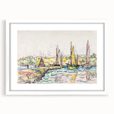 Modern Wall Art - Vibrant Coastal Scene with Boats at Concarneau