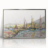 Modern Wall Art - Vibrant Coastal Scene with Boats at Concarneau