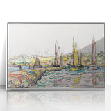 Modern Wall Art - Vibrant Coastal Scene with Boats at Concarneau