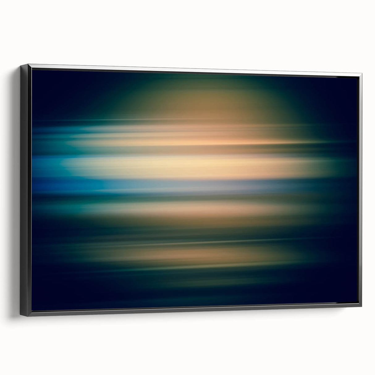 Framed canvas wall art showcasing abstract strokes in black and white, perfect for modern decor. The side view highlights the sleek design and elegant framing.
