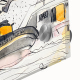 Modern Wall Art - Abstract Maritime Study with Yellow Tugboat