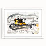 Modern Wall Art - Abstract Maritime Study with Yellow Tugboat