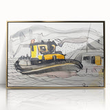 Modern Wall Art - Abstract Maritime Study with Yellow Tugboat
