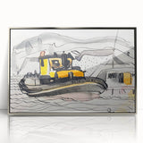 Modern Wall Art - Abstract Maritime Study with Yellow Tugboat